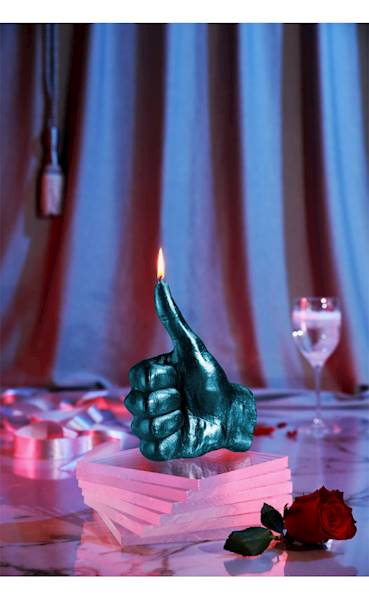 Świeca Candle Hand OK Blue Metallic