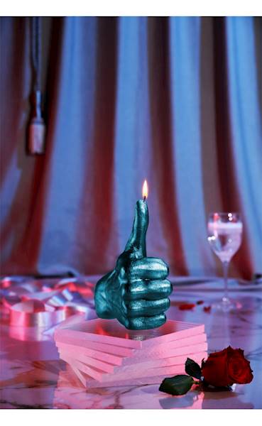 Świeca Candle Hand OK Blue Metallic
