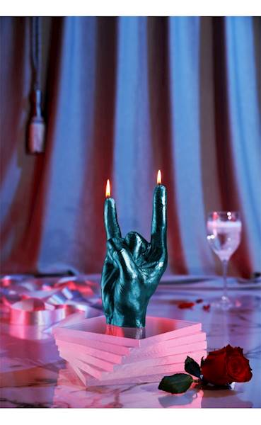 Świeca Candle Hand RCK Blue Metallic
