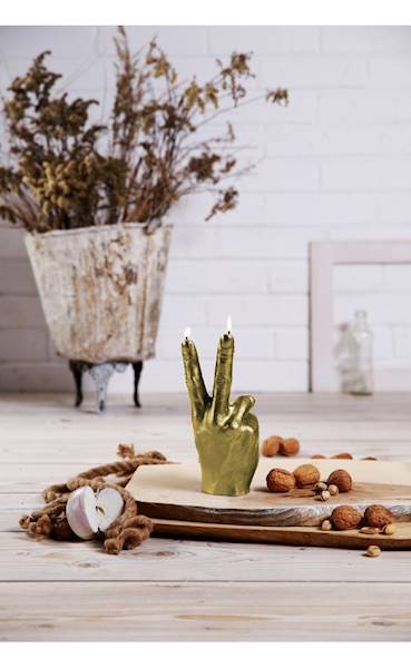 Świeca Candle Hand PEACE Classic Gold