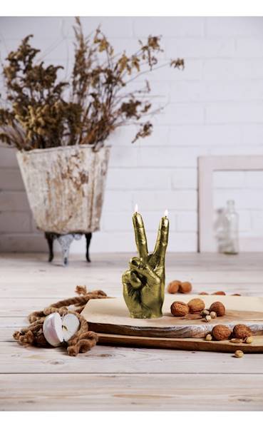 Świeca Candle Hand PEACE Classic Gold