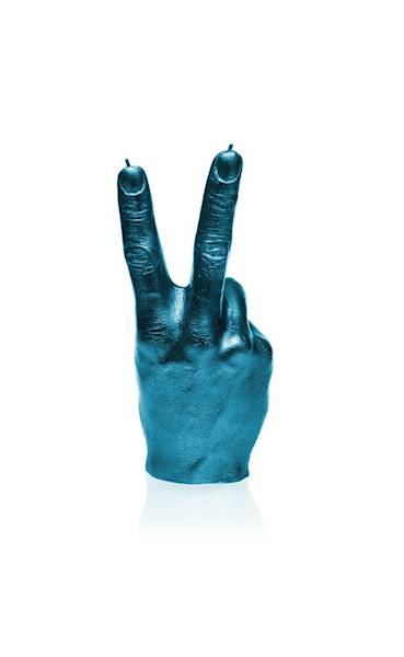 Świeca Candle Hand PEACE Blue Metallic