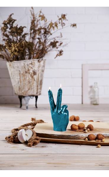 Świeca Candle Hand PEACE Blue Metallic