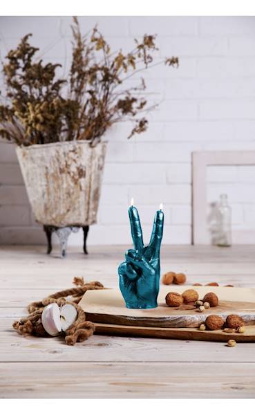 Świeca Candle Hand PEACE Blue Metallic