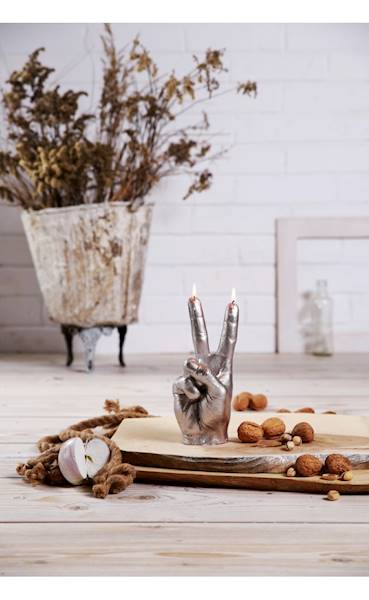Świeca Candle Hand PEACE Silver