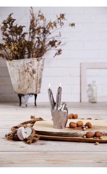 Świeca Candle Hand PEACE Silver