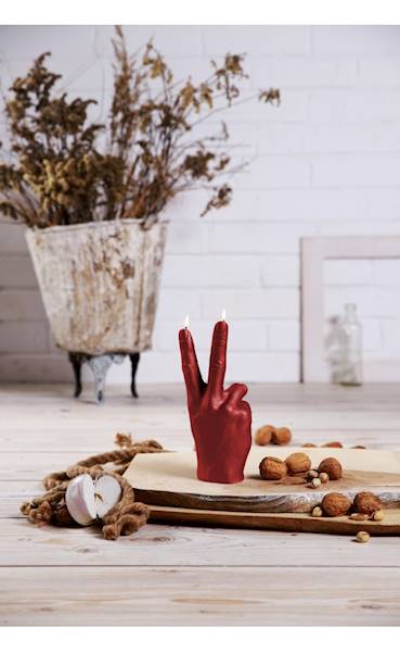 Świeca Candle Hand PEACE Red