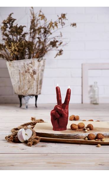 Świeca Candle Hand PEACE Red
