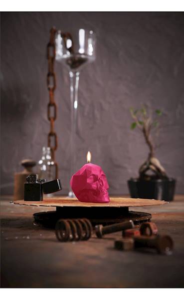 Świeca Candle Skull Small Dark Pink