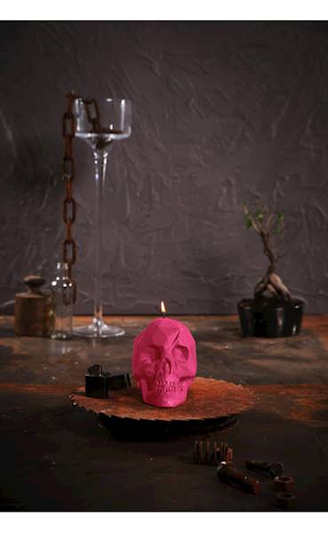 Świeca Candle Skull Dark Pink
