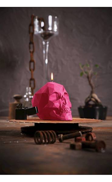 Świeca Candle Skull Dark Pink