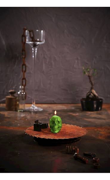 Świeca Candle Skull Small Lime
