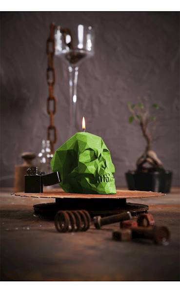 Świeca Candle Skull Lime