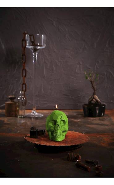 Świeca Candle Skull Lime