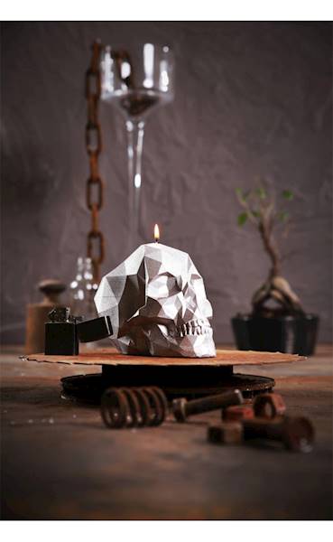 Świeca Candle Skull Silver