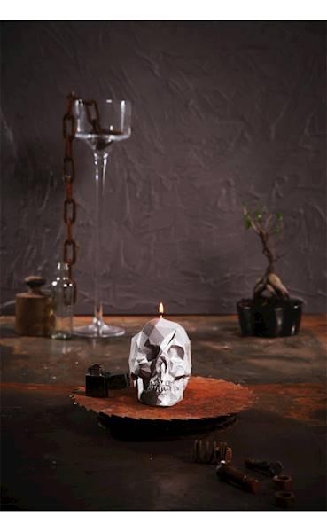 Świeca Candle Skull Silver