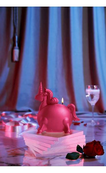 Świeca Candle Funny Unicorn Dark Pink
