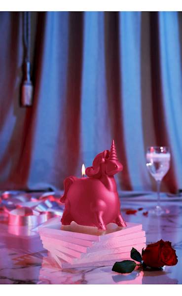 Świeca Candle Funny Unicorn Dark Pink