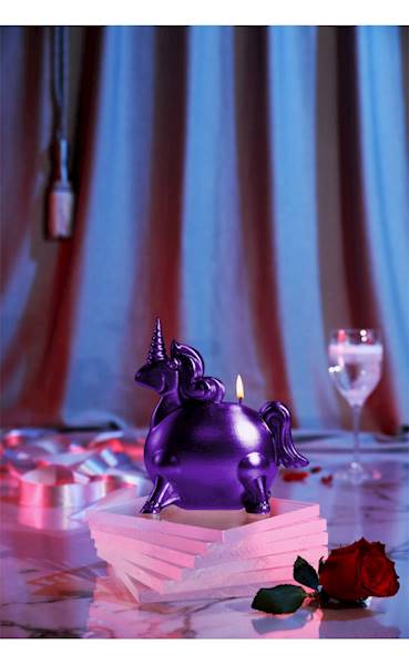 Świeca Candle Funny Unicorn Violet Metallic