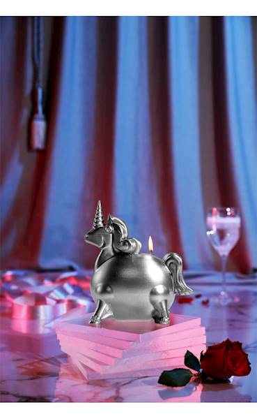 Świeca Candle Funny Unicorn Silver
