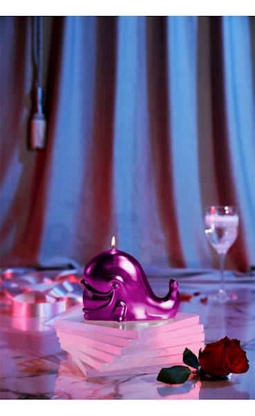 Świeca Candle Funny Whale Pink Metallic