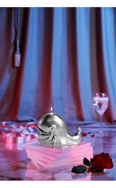 Świeca Candle Funny Whale Silver