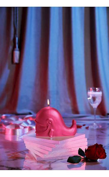 Świeca Candle Funny Whale Dark Pink