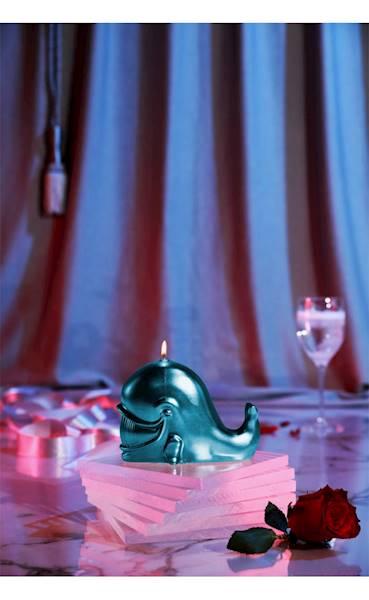Świeca Candle Funny Whale Blue Metallic