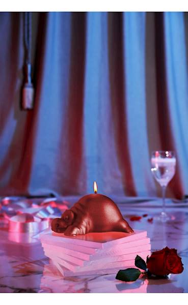 Świeca Candle Funny Hippo Red
