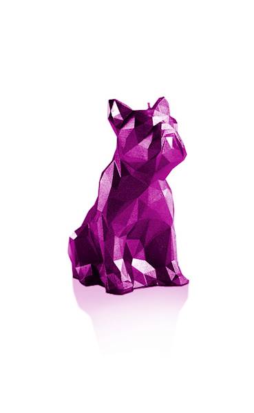 Świeca Candle Bulldog Low Poly Pink Metallic