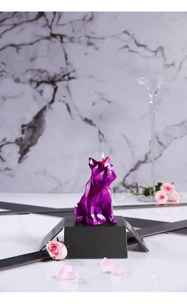 Świeca Candle Bulldog Low Poly Pink Metallic