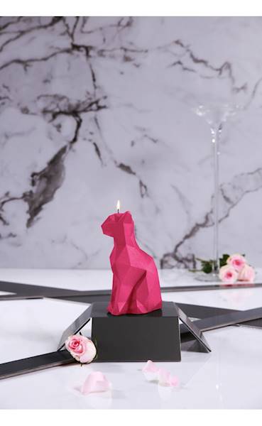Świeca Candle Cat Low Poly Dark Pink