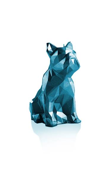 Świeca Candle Bulldog Low Poly Blue Metallic
