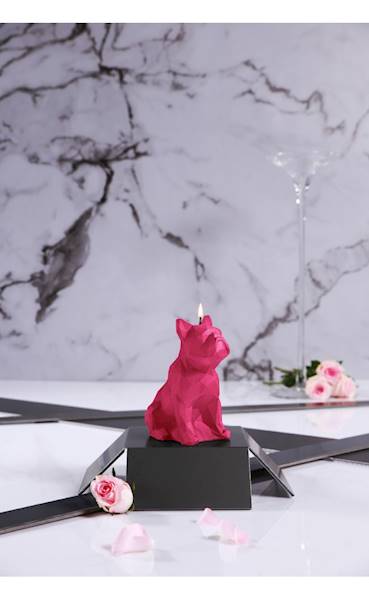 Świeca Candle Bulldog Low Poly Dark Pink