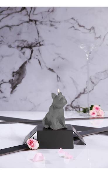 Świeca Candle Bulldog Low Poly Grey Matt