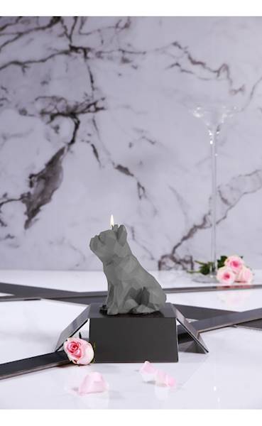 Świeca Candle Bulldog Low Poly Grey Matt