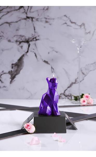 Świeca Candle Cat Low Poly Violet Metallic