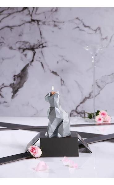 Świeca Candle Cat Low Poly Silver