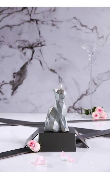 Świeca Candle Cat Low Poly Silver