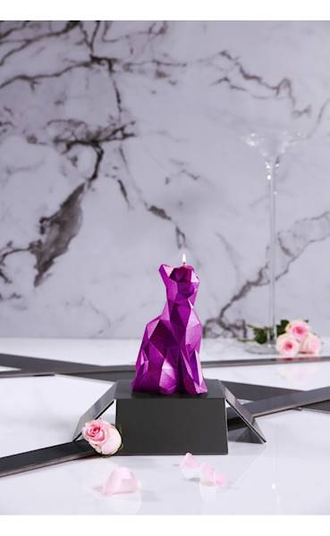 Świeca Candle Cat Low Poly Pink Metallic