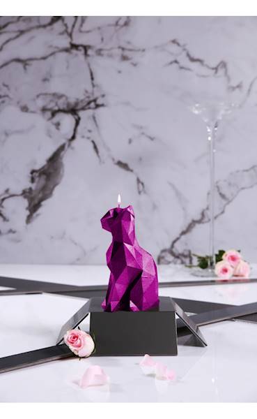 Świeca Candle Cat Low Poly Pink Metallic