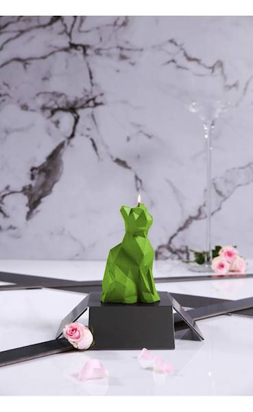 Świeca Candle Cat Low Poly Lime