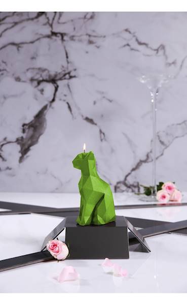 Świeca Candle Cat Low Poly Lime