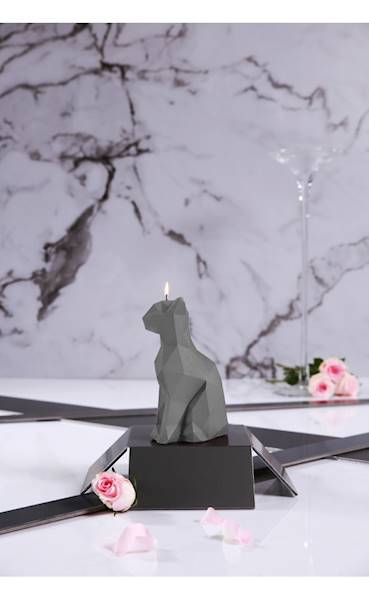 Świeca Candle Cat Low Poly Grey Matt