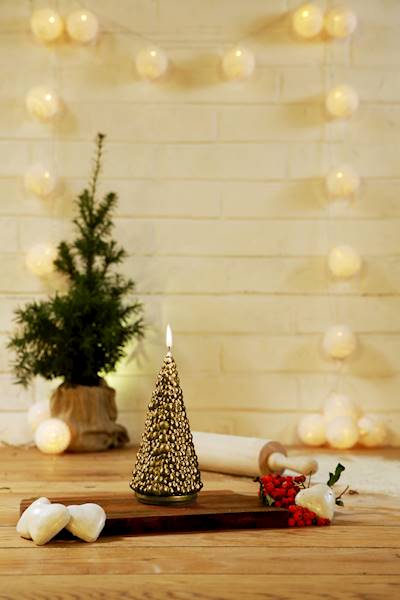 Świeca Candle Christmas Tree Classic Gold