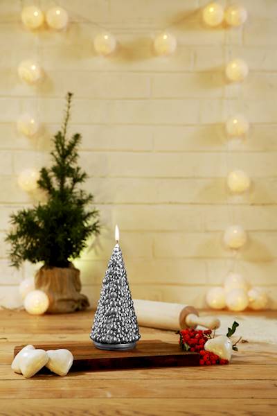 Świeca Candle Christmas Tree Silver