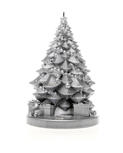 Świeca Candle Christmas Tree With Gifts Silver