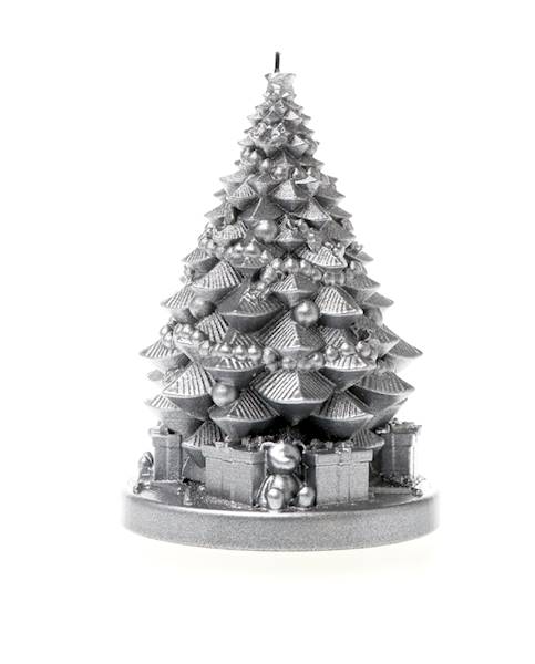 Świeca Candle Christmas Tree With Gifts Silver
