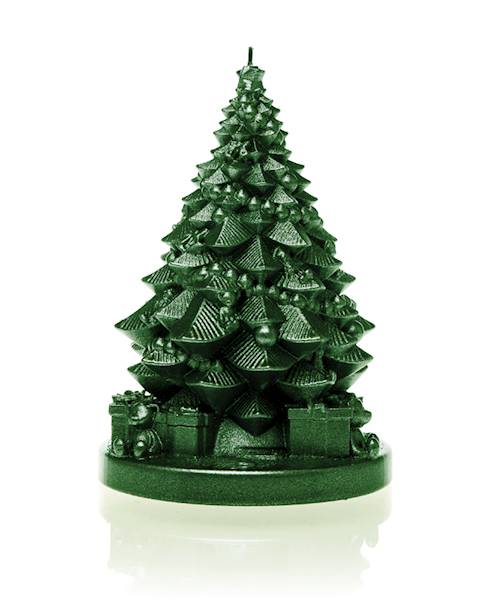 Świeca Candle Christmas Tree With Gifts Green Meta