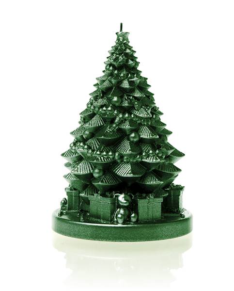 Świeca Candle Christmas Tree With Gifts Green Meta